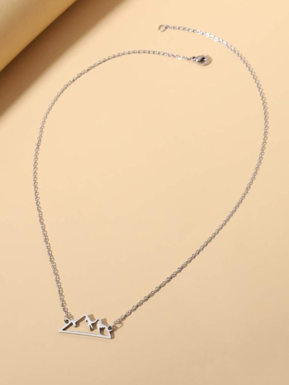 NIB SHEIN Mountains Silver Geometric Pendant Necklace